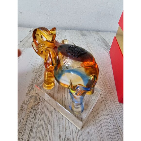 Kalifano elephant carved crystal statue figurine new unique good luck decor - Picture 8 of 10